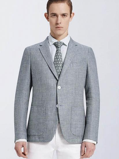Grey Blended Patch Pocket Casual New Blazer Jacket for Men_1