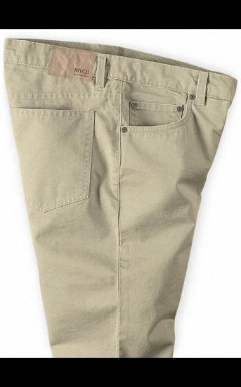 Khaki Men Trousers Casual Thin Elastic Waist Business Office Pants_3