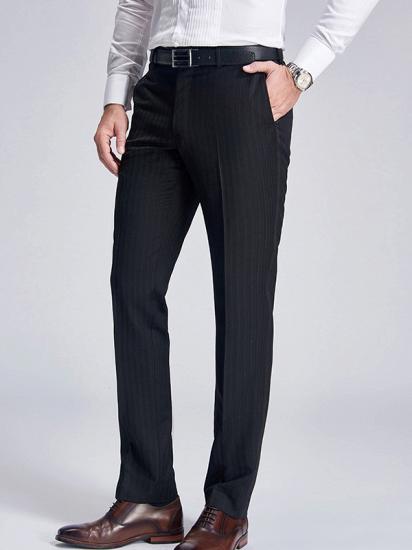 Popular Silk Peak Lapel Black Mens Suits for Wedding | One Button Stripes Wedding Tuxedo_6