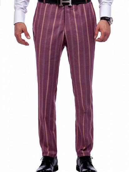 Modern Check Patten Red Purple Mens Suits_7