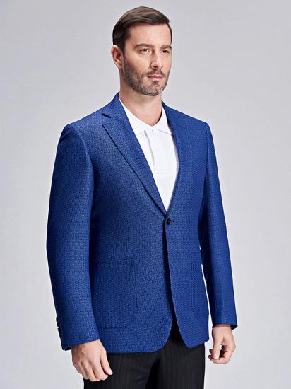 Casual Chic Dots Patch Pocket Fashionable Blue Blazer Jacket for Men_2