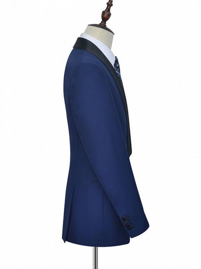 One Button Black Silk Shawl Lapel Wedding Suits for Men | Stylish Blue Mens Prom Suits_5