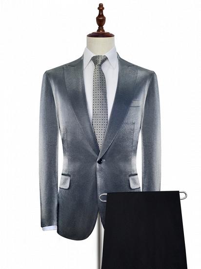 Shiny Silver Prom Suits | Glittering Peak Lapel Suits for Men_1