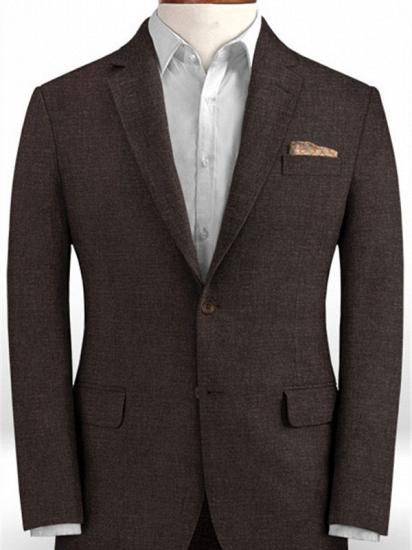 Brown Slim Fit Tuxedo with Notch Lape | Two Pieces Linen Business Men Suits_1