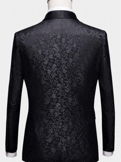 Black Jacquard Dinner Suits for Men | Formal Shawl Lapel One Button Blazer_2