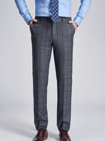 Big Plaid Fashionable Grey Mens Pants for Suit_1