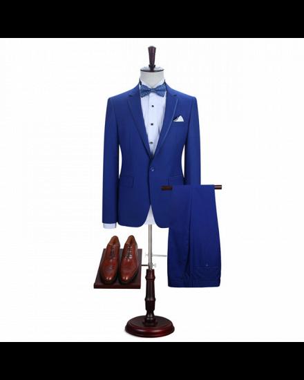 Abraham Royal Blue One Button Notched Lapel Men Suits for Prom_2