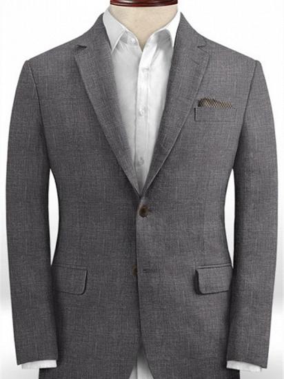 Moises Dark Gray Casual Linen Tuxedo | Slim Fit Simple Men Suits Blazer_1