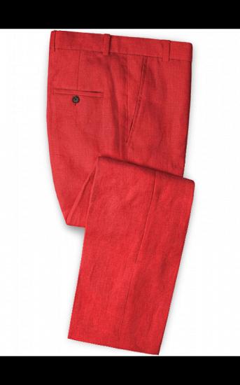 Red Wedding Groom Men Suits | 2 Pieces Jackt Pants Vest Tuxedo with Notched Lapel_3