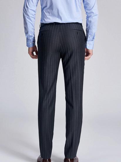 Gentlemanly Light Grey Stripes Straight Dark Grey Suit Pants for Men_3