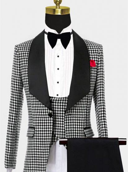 Black and White Houndstooth Tuxedo | Business Three Pieces Men Suits