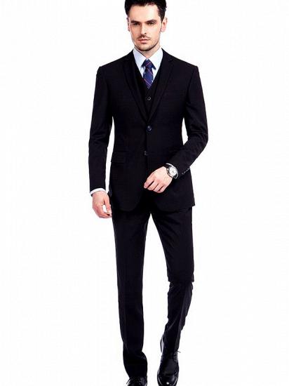 Modern Solid Black Three Piece Suits for Men_1