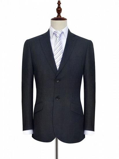 Gentle Black Tweed Notch Lapel Two Buttons Mens Suits for Formal_3