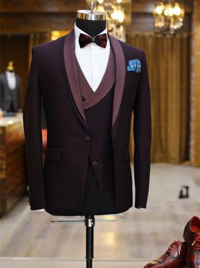 Brenden Purple Slim fit Prom Suit | Three Pieces Shawl Lapel Tuxedo_1