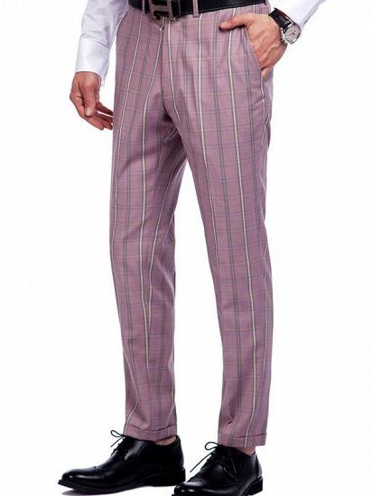 New Coming Plaid Pink Mens Suits with Flap Pocket_9