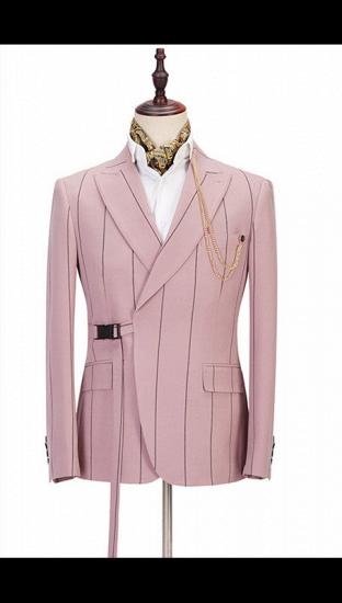 Nolan Pink Striped Peaked Lapel Fitted Men Suits Online_1