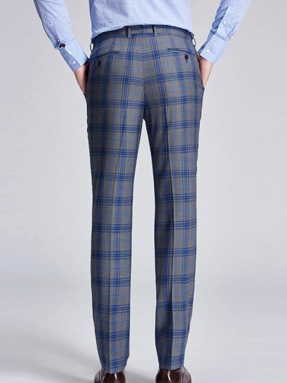 Premium Blue Plaid Grey Mens Suits | Notch Lapel Two Button Suits for Men_7