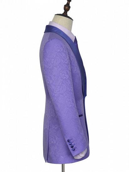 Lavender Jacquard Silk Shawl Lapel Bespoke Prom Suits_3
