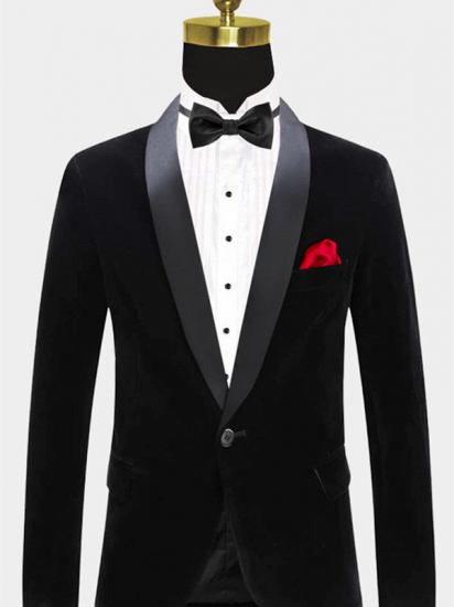Black Velvet Wedding Men Suits | Classic Business Blazer Online_1