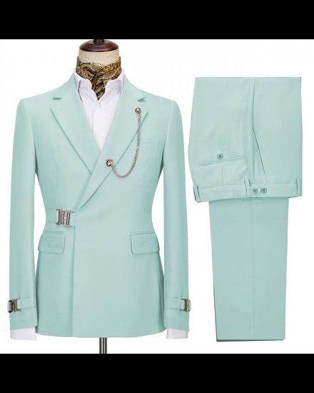 John Mint Green New Arrival Notched Lapel Two Pieces Business Suits_2