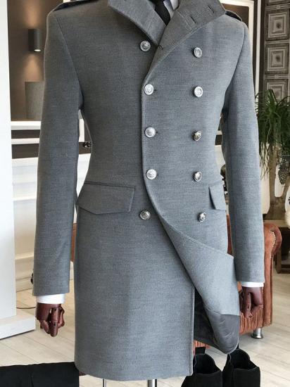 Derrick Elegant Dark Gray Double Breasted Slim Fit Formal Wool Menswear