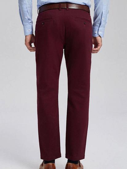 Classic Burgundy Cotton Straight Mens Daily Pants for Business_3