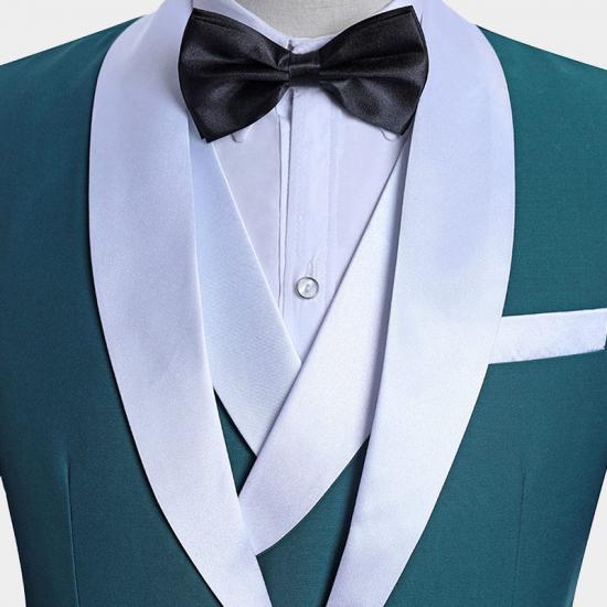 Teal Blue Tuxedo with Light-colored Trim | Formal Business Men Suits_4