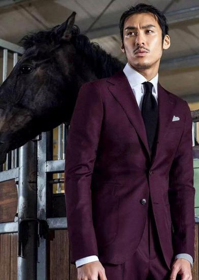 Burgundy Two Buttons Business Suits | Wine Red Mens Suits for Prom_2