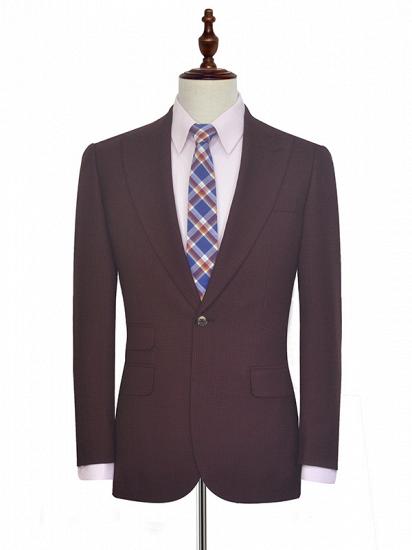 Peak Lapel Burgundy Suits for Men | One Button Business Suits for Formal_1