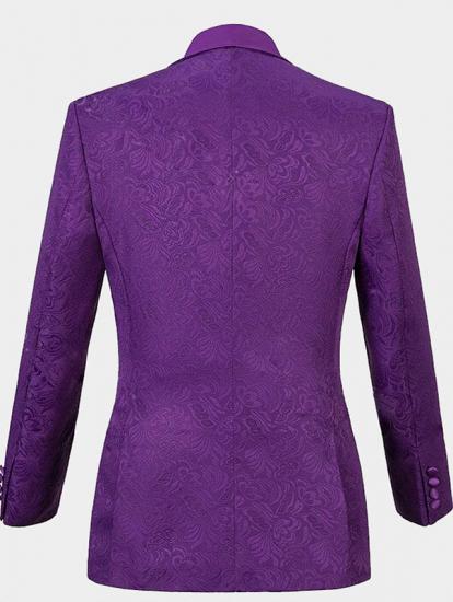 Vintage Jacquare Violet Men Suits | 3 Pieces Prom Suits_2