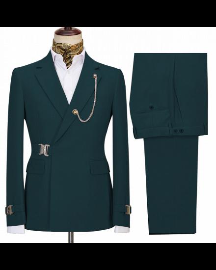 Gavin New Arrival Dark Green Two Pieces Notched Lapel Busibess Men Suits_2