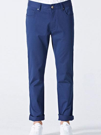 Modern Curl-Up Blue Cotton Solid Mens Ninth Pants for Leisure Suits_1