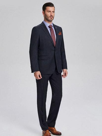 Brett Elegant Navy Blue Jacquard Mens Suits for Business_2