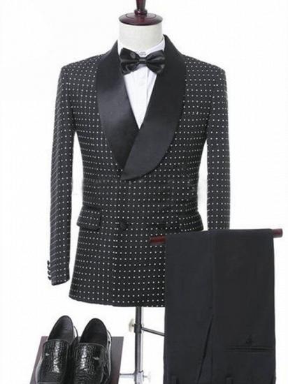 Black Double Breasted Wedding Groom Suit | Elegant Slim Fit Men Prom Suit_1