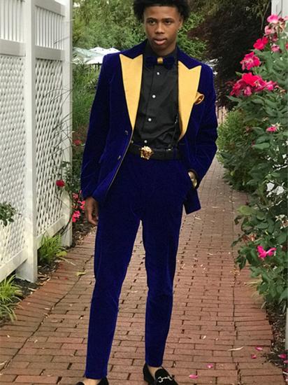 Royal Blue Slim Fit Velvet Men Suits | 2 Pieces Prom Party Outfits_1
