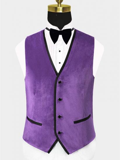 Iris Purple Velvet Tuxedo with Peak Lapel | Three Pieces Slim Fit Men Suits for Prom_2