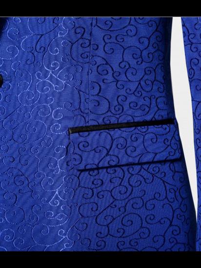 Royal Blue Jacquard Tuxedo Jacket | Stylish Slim Fit Blazer for Men_6