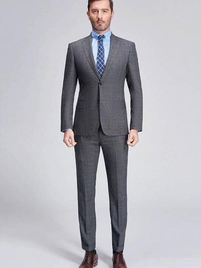 Advanced Grey Plaid Mens Suits for Business | Peak Lapel Modern Suits for Men Sale_1
