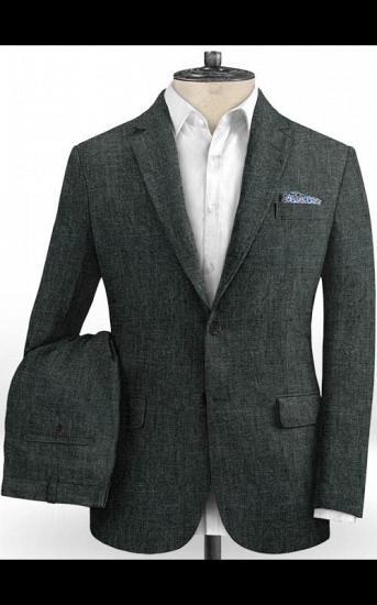 Dark Gray Two Pieces Men Suits | Formal Business Linen Tuxedo Online_2