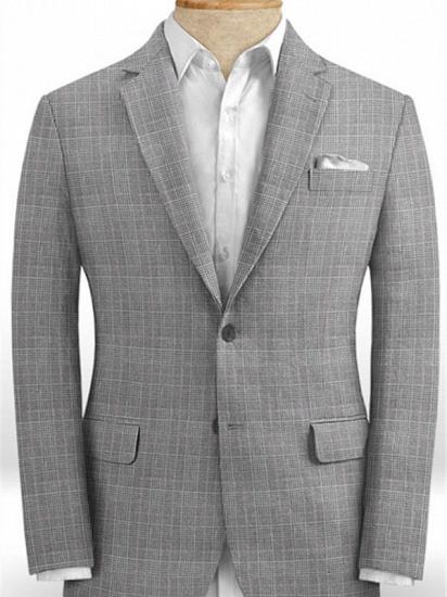 Slim Fit 2 Pieces Grey Prom Suits | New Summer Linen Wedding Groom Tuxedo_1