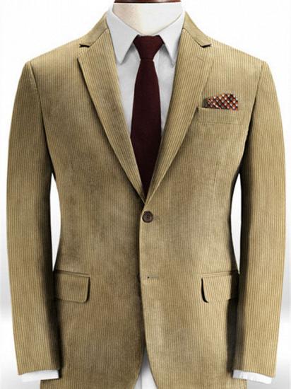Camel Striped Notched Lapel Tuxedo | Slim Fit Business Men Suits Online_1