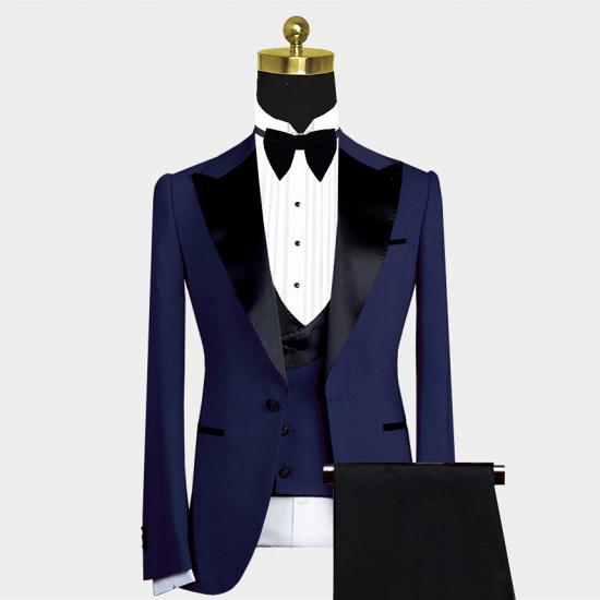 Maurice Dark Navy Cool Peaked Lapel Men Suit for Wedding_2
