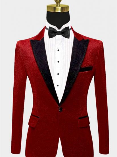 Red Glitter Peak Lapel Blazer | Gael One Buttton Men Suit_1