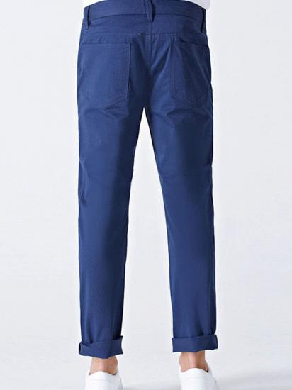Modern Curl-Up Blue Cotton Solid Mens Ninth Pants for Leisure Suits_2
