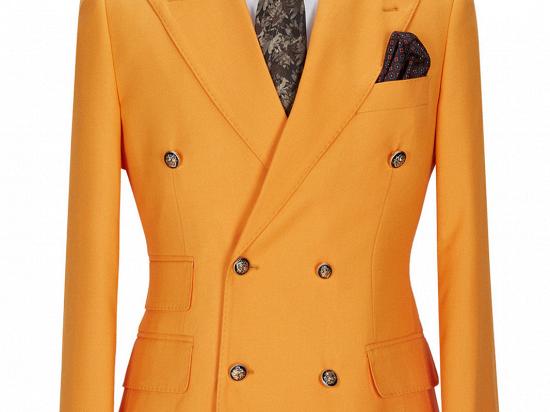 Benjamin New Arrival Orange Double Breasted Peaked Lapel Men Suits_1