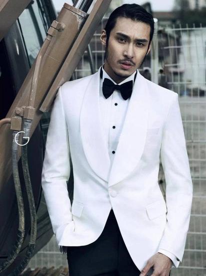 Stylish Shawl Lapel Mens Suits | Two Piece White Tuxedo Mens Suits for Wedding_2