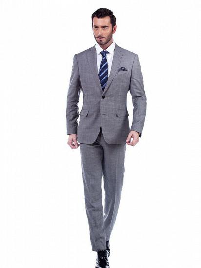 Newly Notch Lapel Two Flap Pockets Grey Slim Fit Mens Suits Online for Business_1