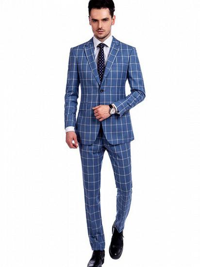 Light-colored Plaid Blue Fashionable Mens Suits for Formal_1