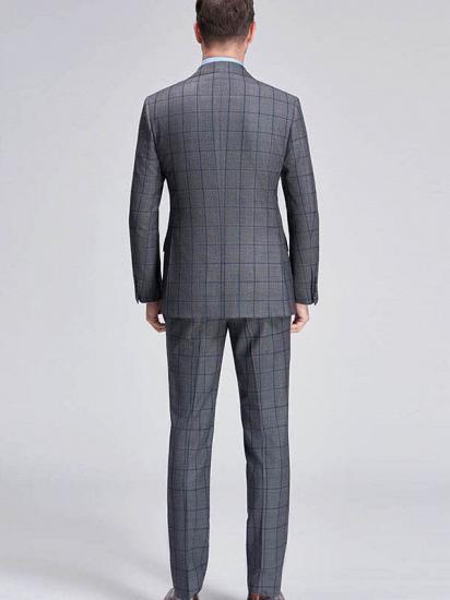 Large Checked Elegant Dark Grey Mens Suits Sale_4