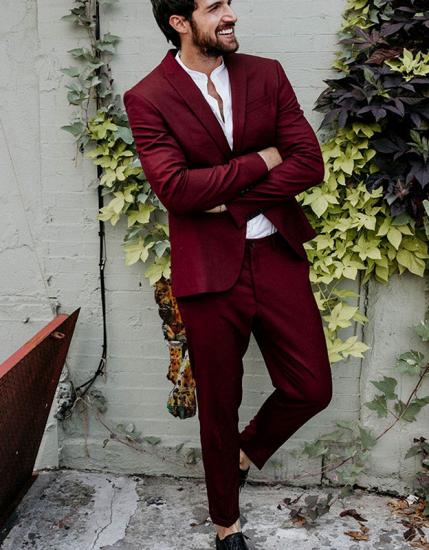 Chad Regular Burgundy Peaked Lapel Fashion Prom Outfits_1